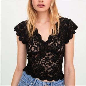 Zara black stretch lace top